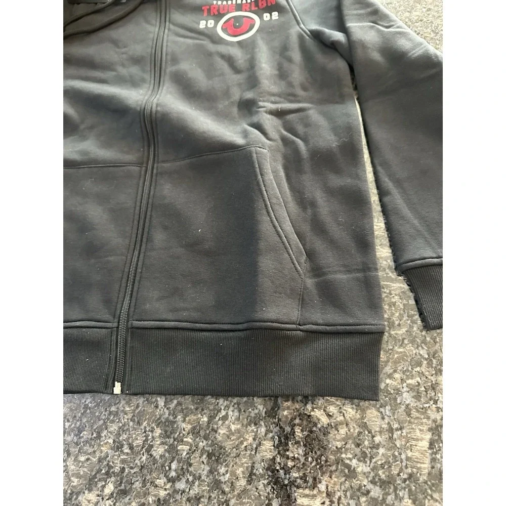 True‎ Religion Jet Black TRADEMARKED TR02 HOODIE-Sz Medium Zip Down Men's